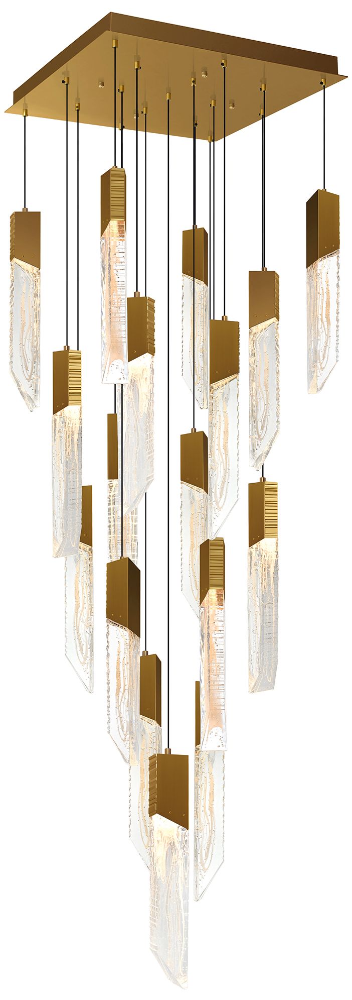 Petra Integrated LED 24in Brass Chandelier with Handcrafted Glass