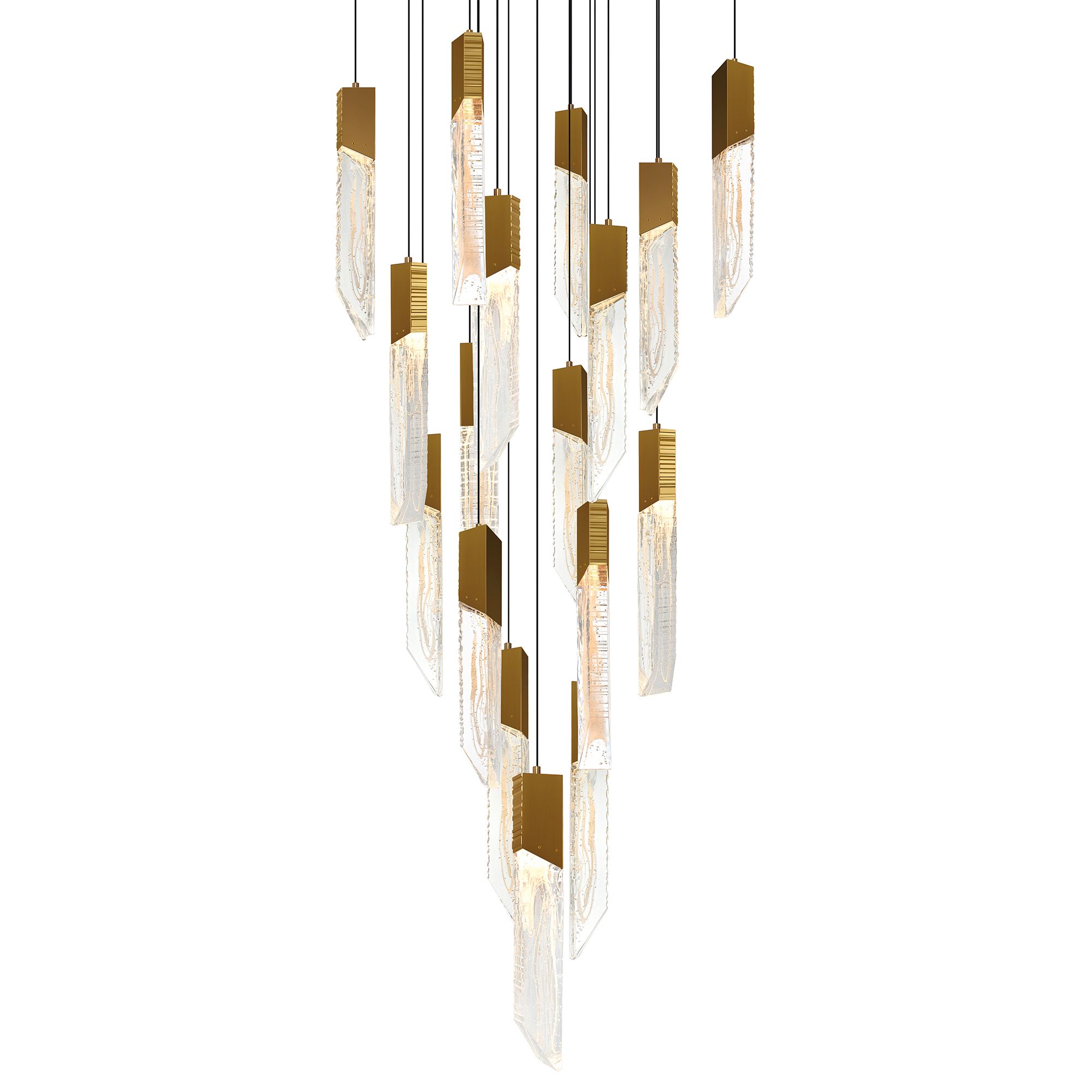 Image 2 Petra Integrated LED 24in Brass Chandelier with Handcrafted Glass more views