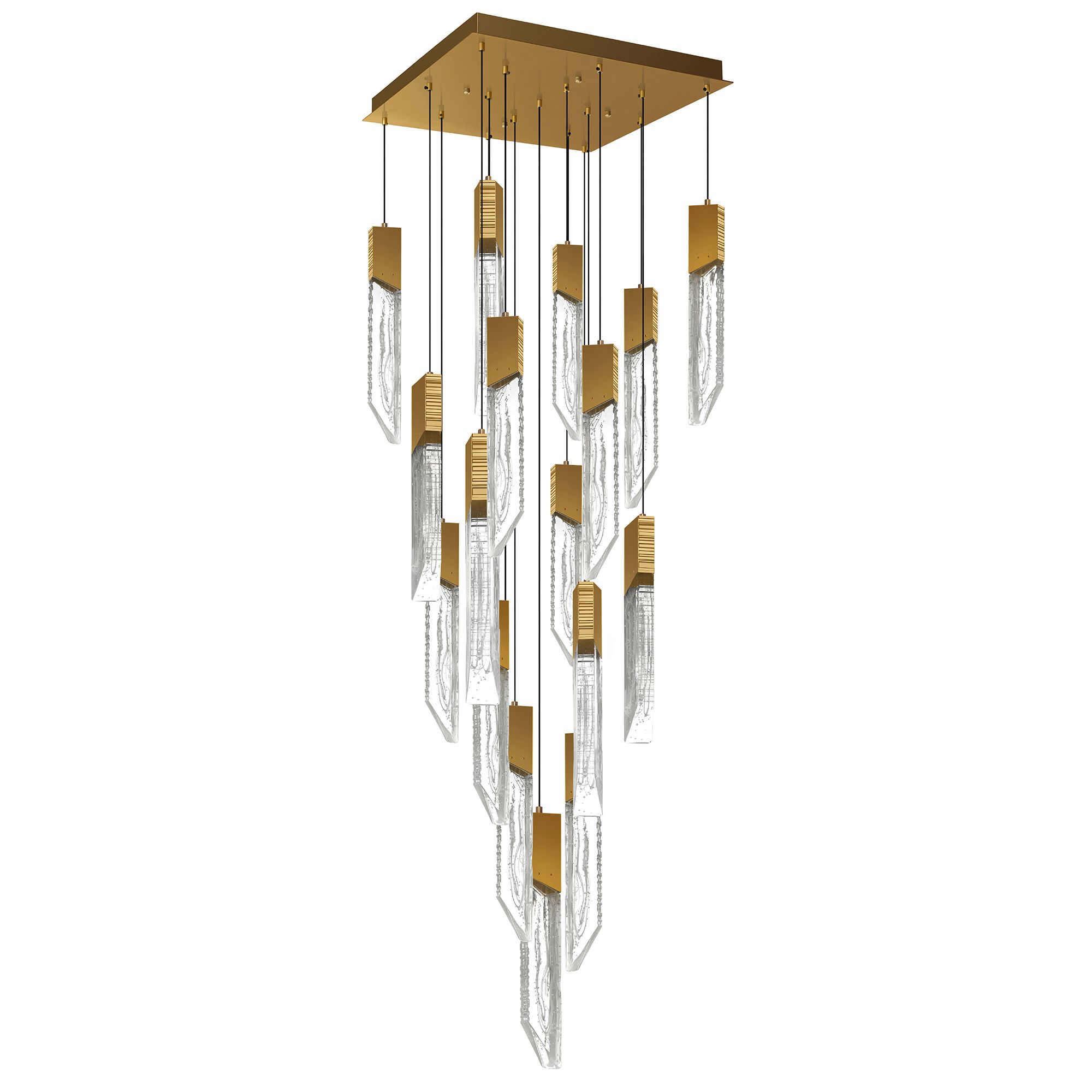 Image 3 Petra Integrated LED 24in Brass Chandelier with Handcrafted Glass more views