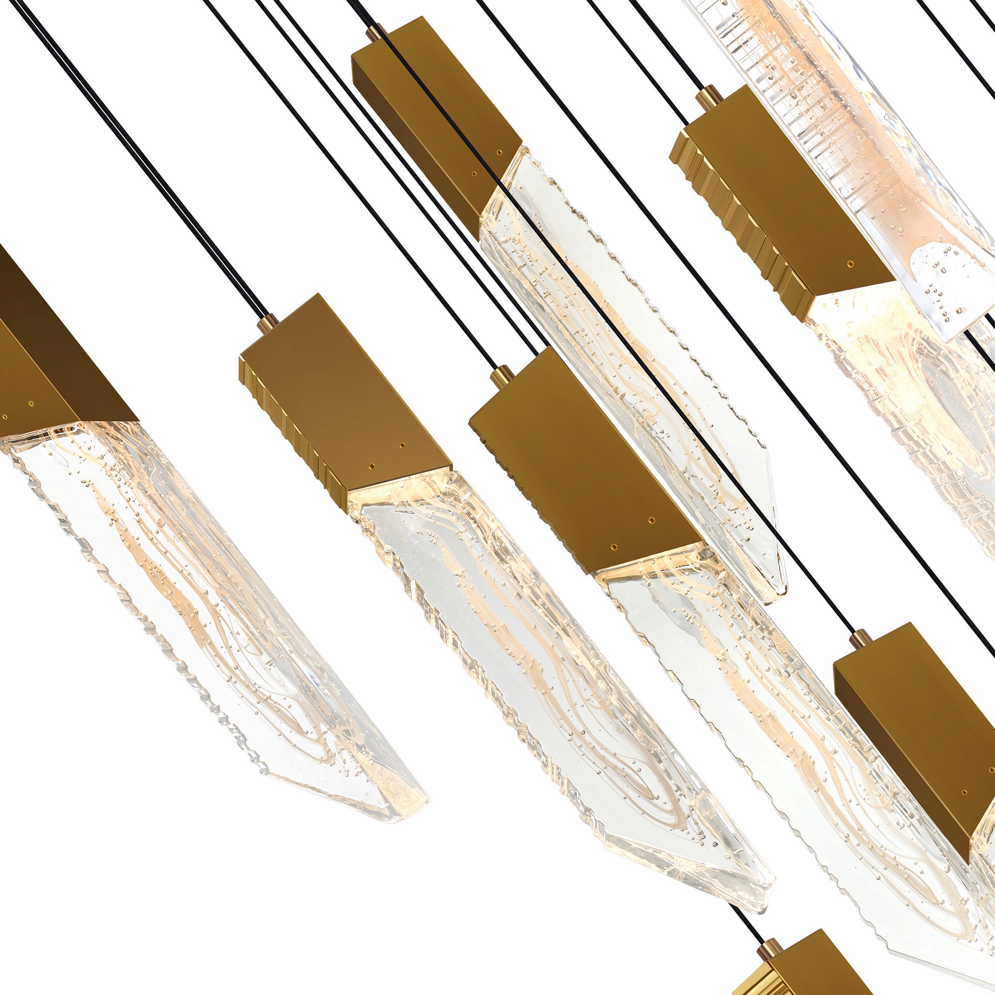 Image 4 Petra Integrated LED 24in Brass Chandelier with Handcrafted Glass more views