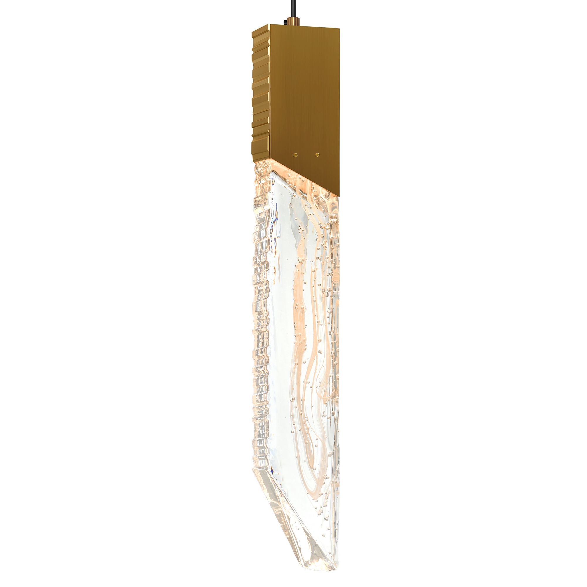 Image 5 Petra Integrated LED 24in Brass Chandelier with Handcrafted Glass more views