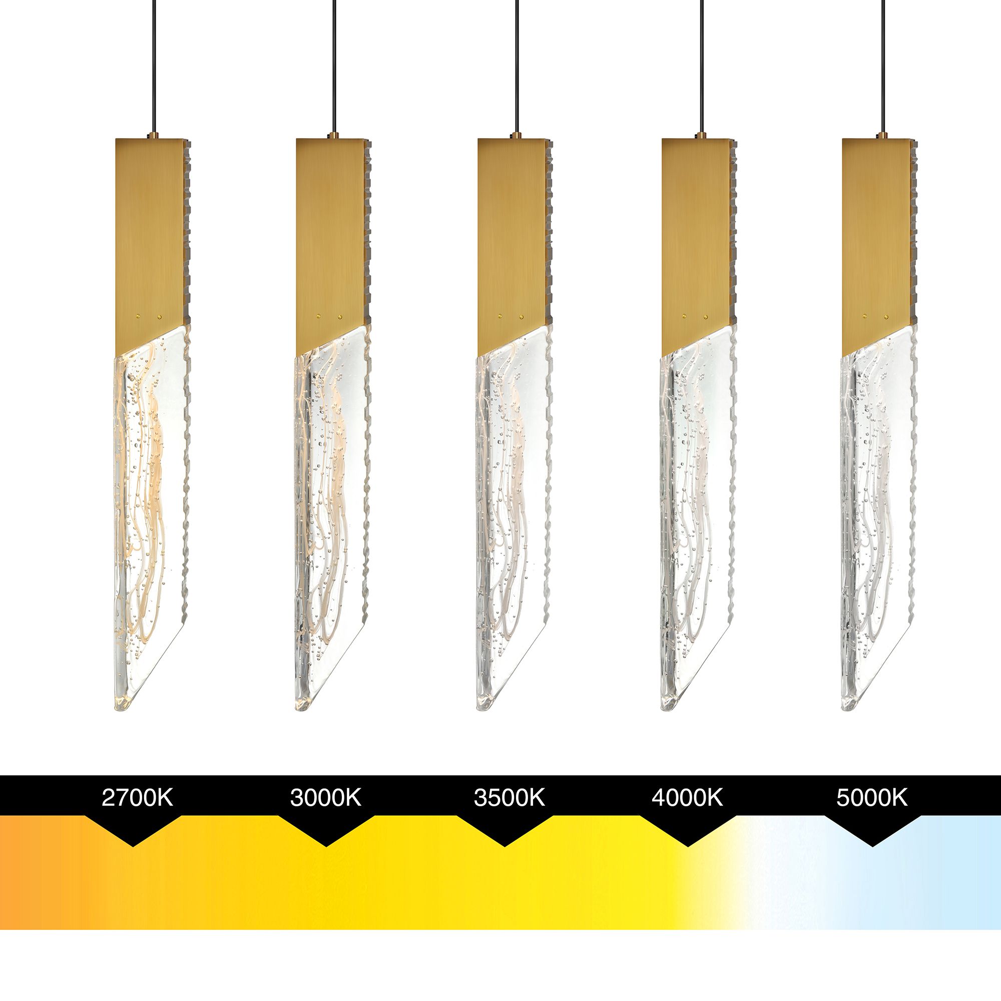 Image 7 Petra Integrated LED 24in Brass Chandelier with Handcrafted Glass more views