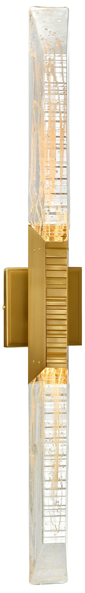 Petra Integrated LED 36in Brass Vanity Light with Handcrafted Glass