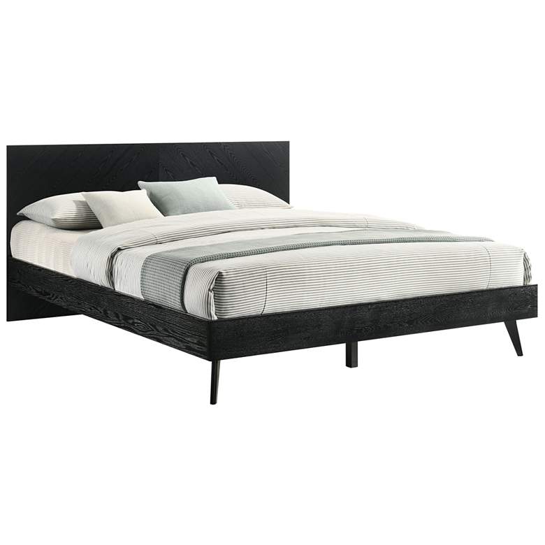 Image 1 Petra King Platform Bed Frame in Wood and Black Finish