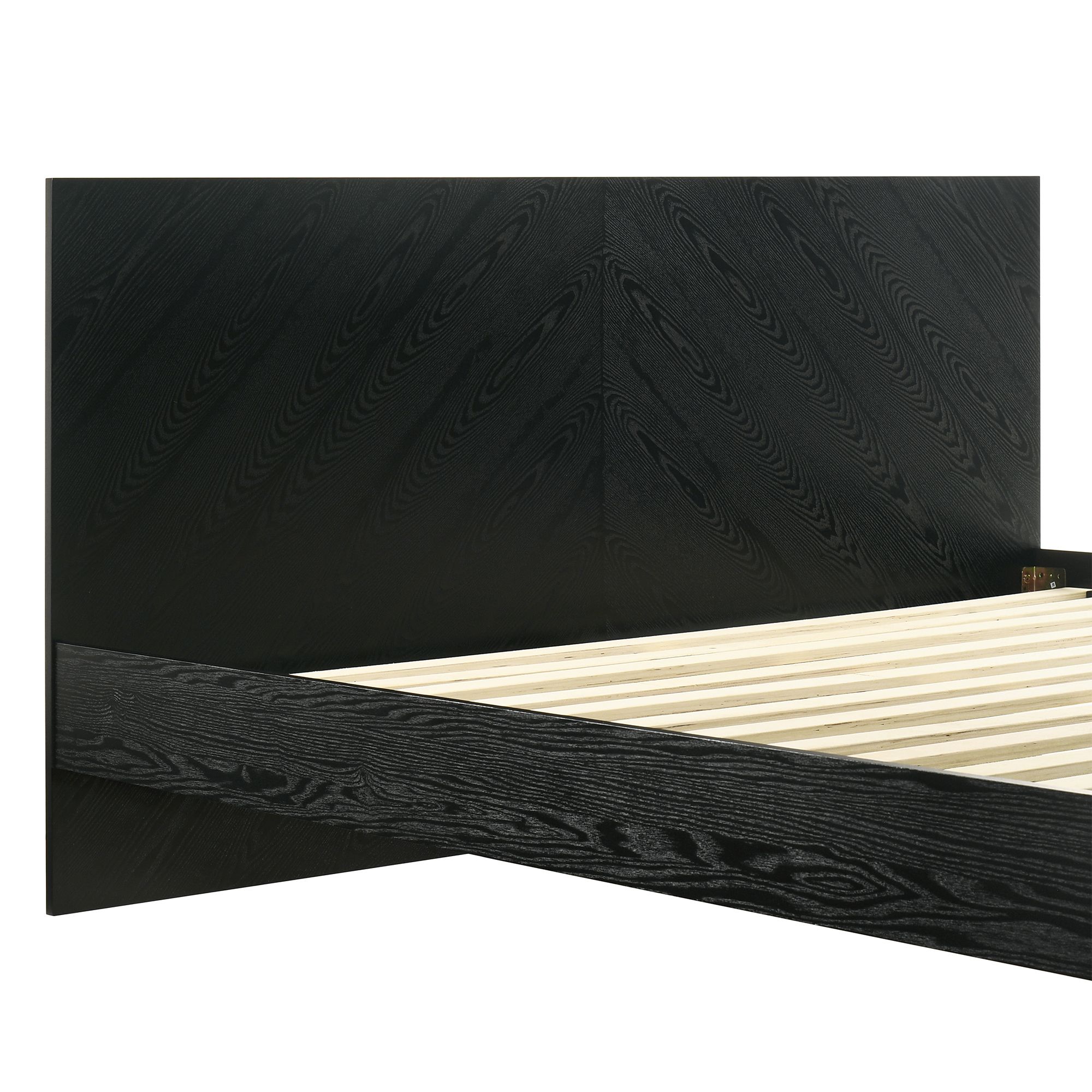 Petra King Platform Bed Frame in Wood and Black Finish