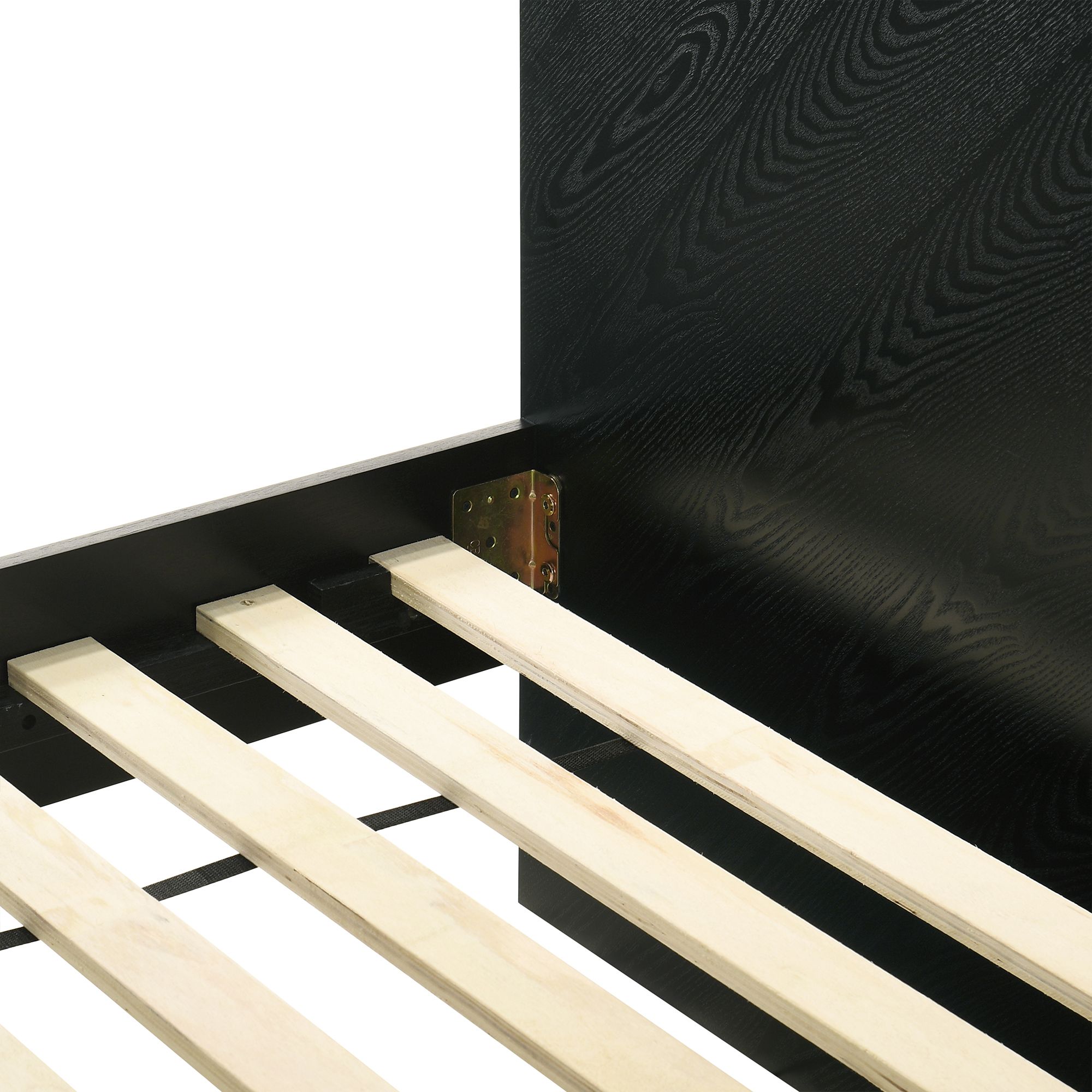 Petra King Platform Bed Frame in Wood and Black Finish