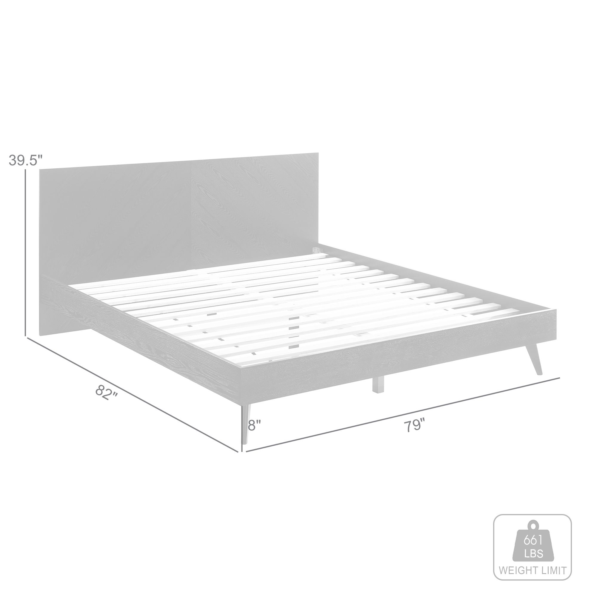 Petra King Platform Bed Frame in Wood and Black Finish