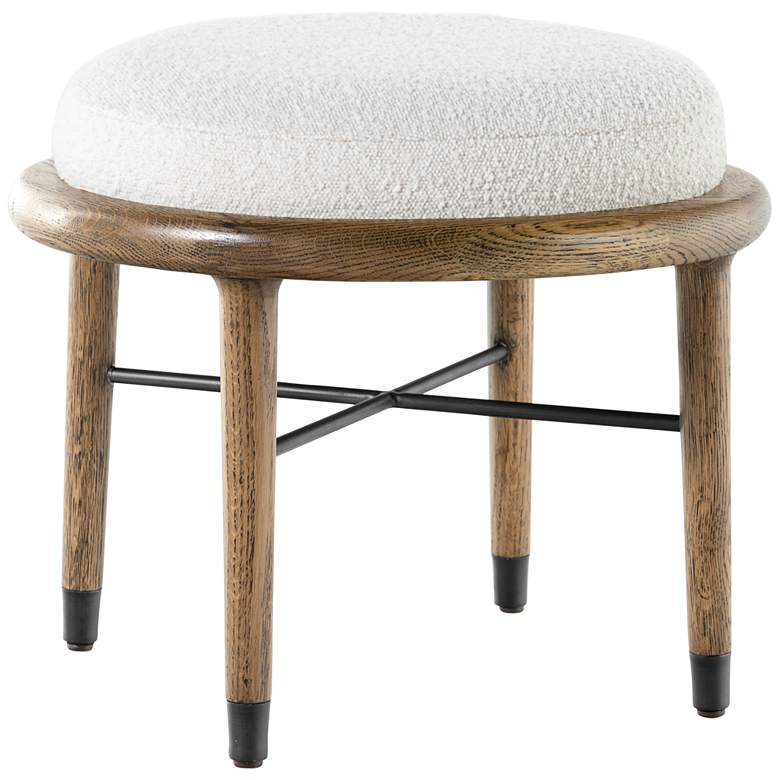 Image 1 Petra Modern Oak and Iron Round Ottoman