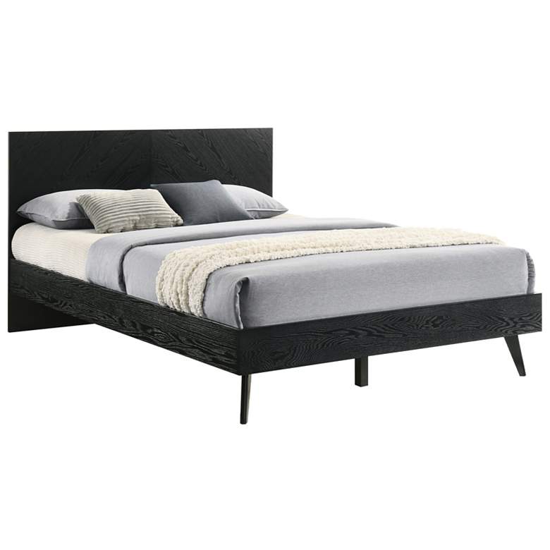 Image 1 Petra Queen Platform Bed Frame in Wood and Black Finish