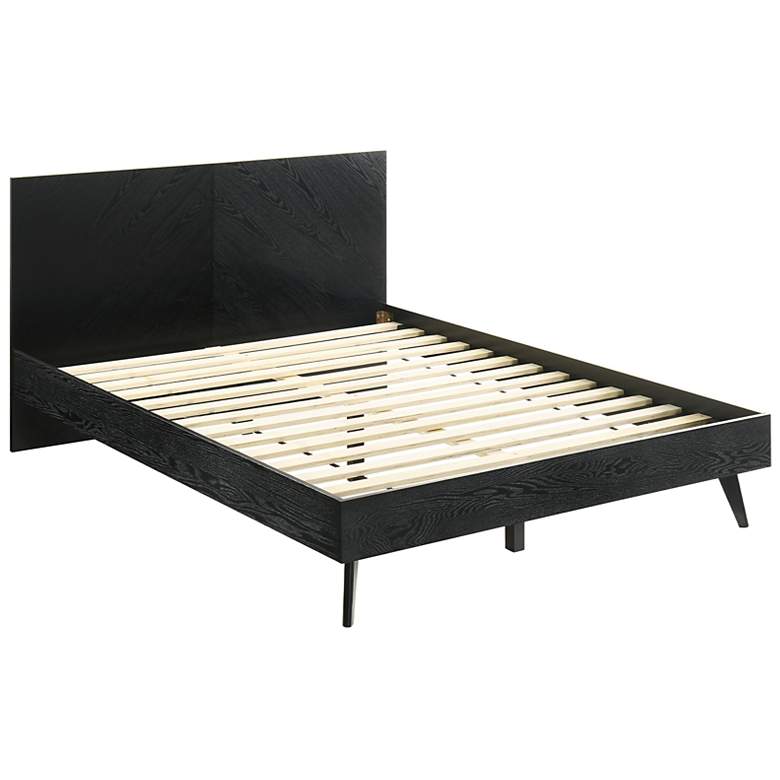 Image 3 Petra Queen Platform Bed Frame in Wood and Black Finish more views