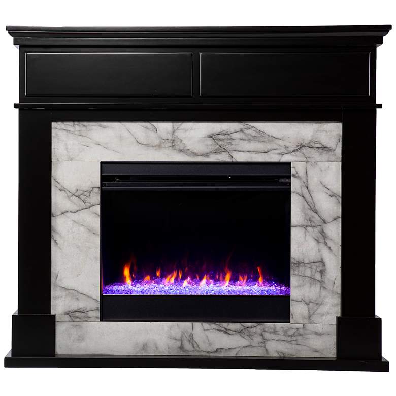 Image 2 Petradale 36"W Black Gray Electric Color Changing Fireplace