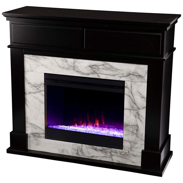 Image 4 Petradale 36"W Black Gray Electric Color Changing Fireplace more views