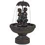 4_Petrichor 40"H Bronze Children Under Umbrella Indoor/Outdoor Fountain