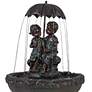 6_Petrichor 40"H Bronze Children Under Umbrella Indoor/Outdoor Fountain more views