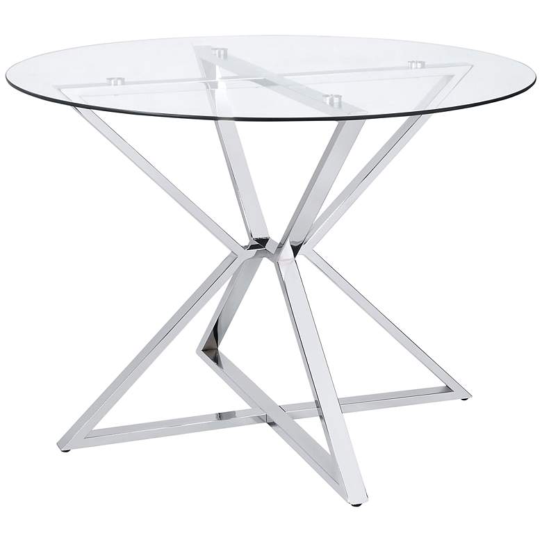Image 2 Petrife 41 1/4" Wide Chrome and Clear Round Dining Table