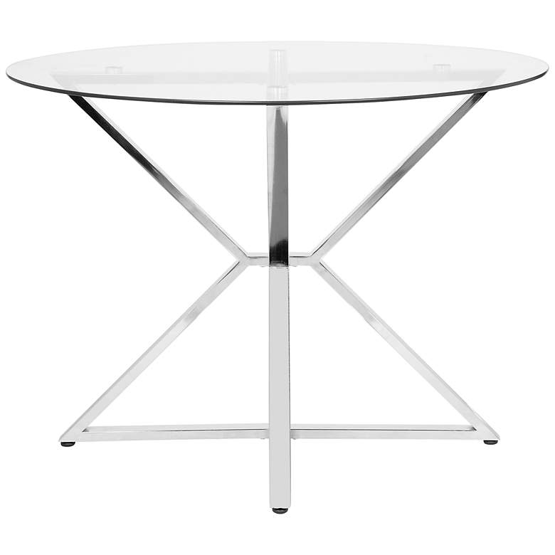 Image 3 Petrife 41 1/4" Wide Chrome and Clear Round Dining Table more views