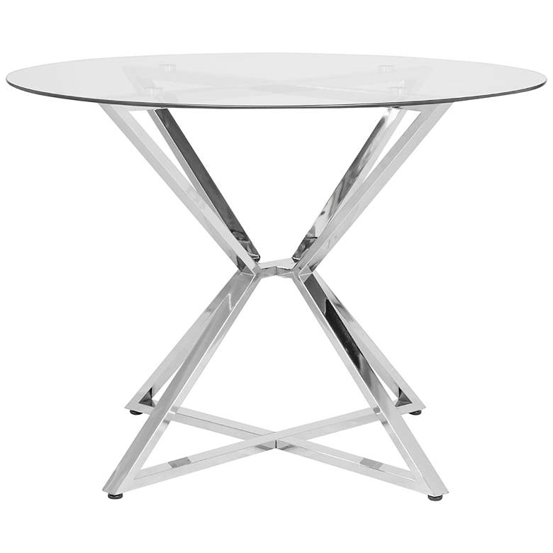 Image 4 Petrife 41 1/4 inch Wide Chrome and Clear Round Dining Table more views