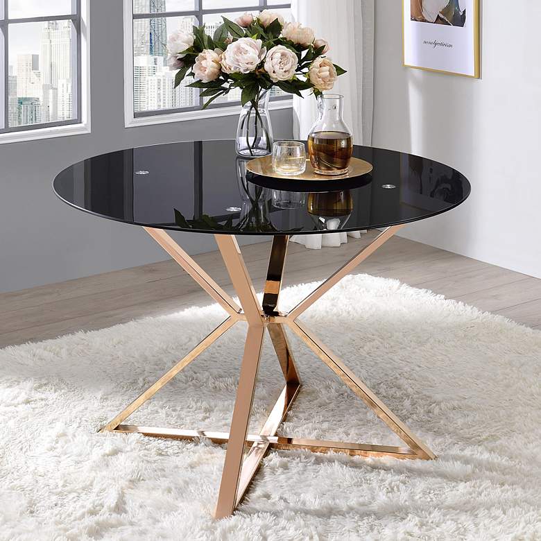Image 1 Petrife 41 1/4 inch Wide Gold and Black Round Dining Table