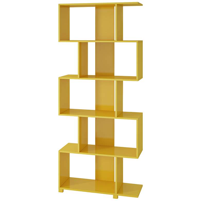 Image 1 Petrolina 72 1/2" High Yellow Gloss Z- Shelf Modern Bookcase