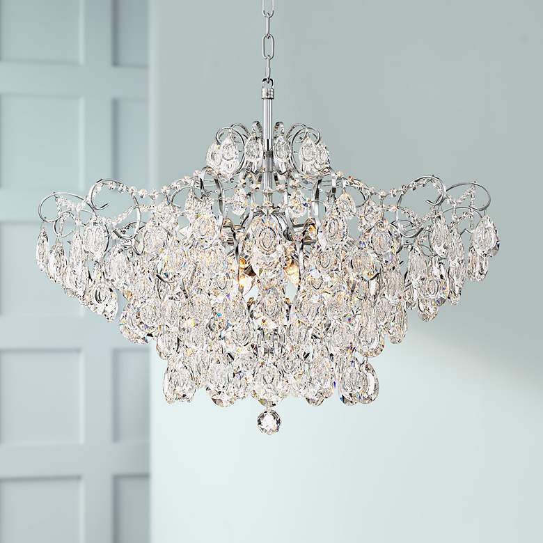 Petunia 28&quot; Wide Chrome Crystal Chandelier