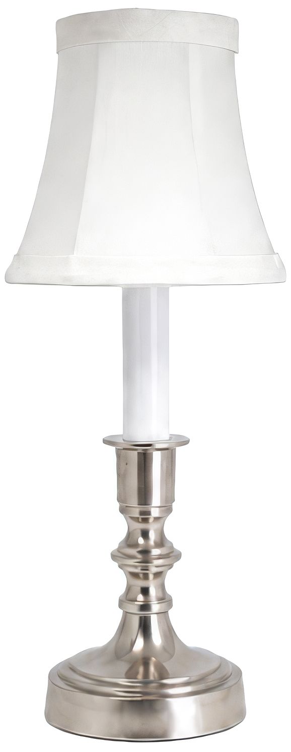 Image 2 Pewter 12" high White Shade Candle Light Accent Lamp