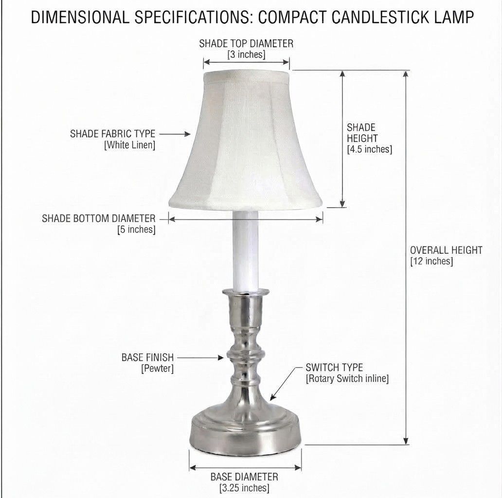 Image 6 Pewter 12" high White Shade Candle Light Accent Lamp more views