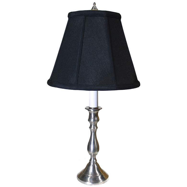 Pewter Black Shade Candlestick Table Lamp