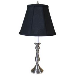 Pewter Black Shade Candlestick Table Lamp