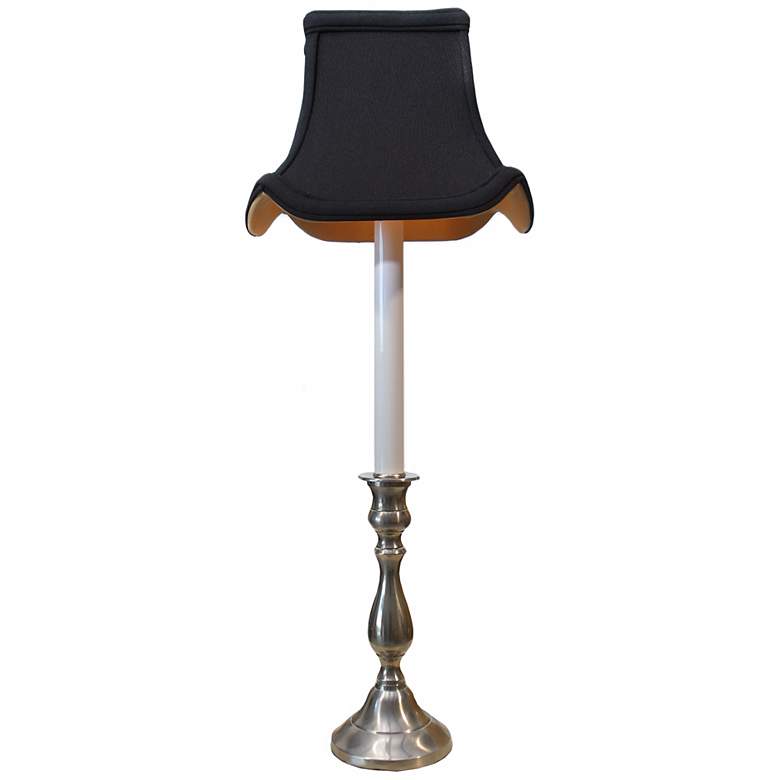 Image 1 Pewter Black Shade Tall Candlestick Table Lamp
