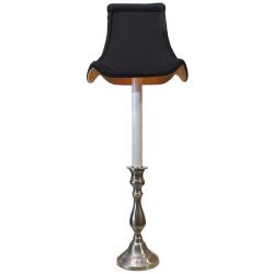 Pewter Black Shade Tall Candlestick Table Lamp
