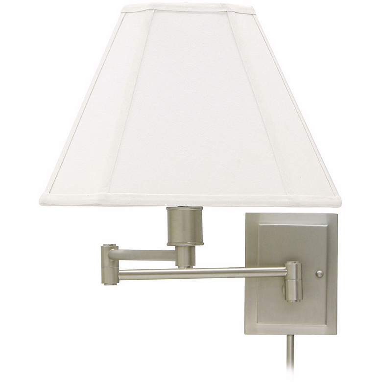 Image 1 Pewter Finish With Shade Plug-In Swing Arm Wall Lamp
