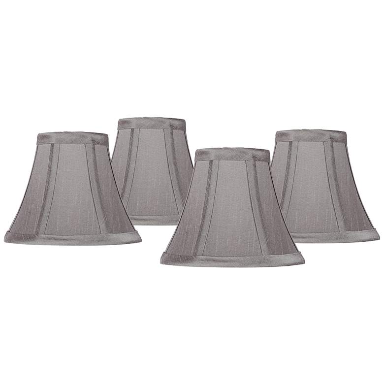 Image 1 Pewter Gray Bell Chip Chandelier Shades 3x6x5 (Clip-On) Set of 4