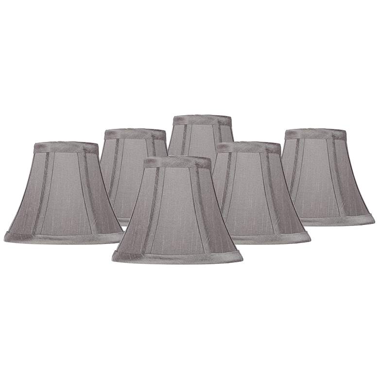 Image 1 Pewter Gray Bell Chip Chandelier Shades 3x6x5 (Clip-On) Set of 6