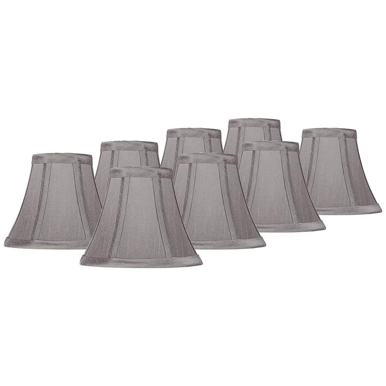 Image 1 Pewter Gray Bell Chip Chandelier Shades 3x6x5 (Clip-On) Set of 8