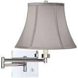 Pewter Gray Bell Chrome Plug-In Swing Arm Wall Lamp