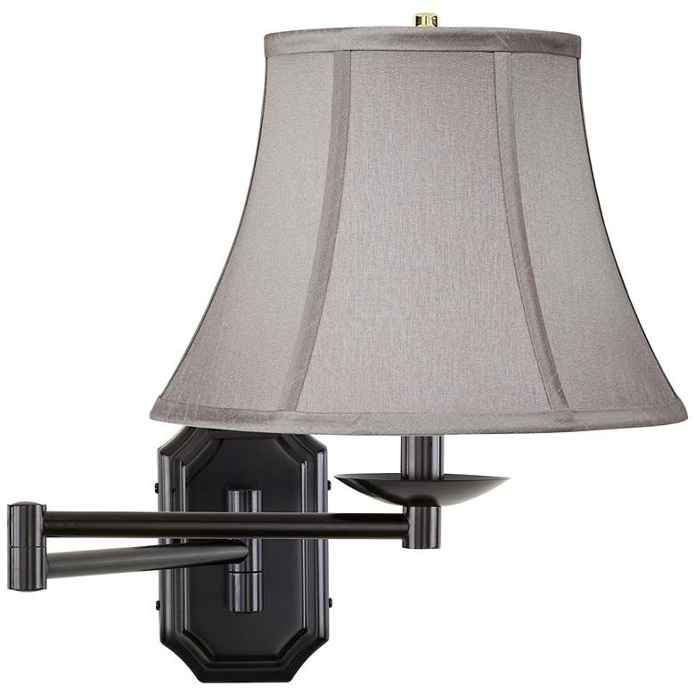 Image 1 Pewter Gray Bell Dark Bronze Plug-In Swing Arm Wall Lamp