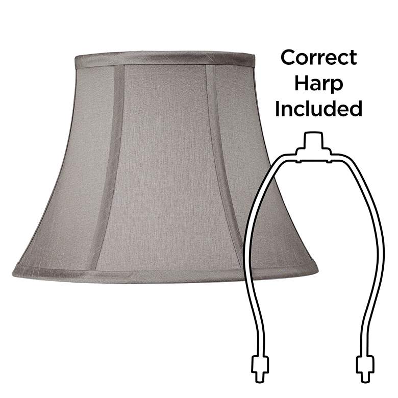 Image 6 Pewter Gray Bell Lamp Shade 7x12x9 (Spider) more views
