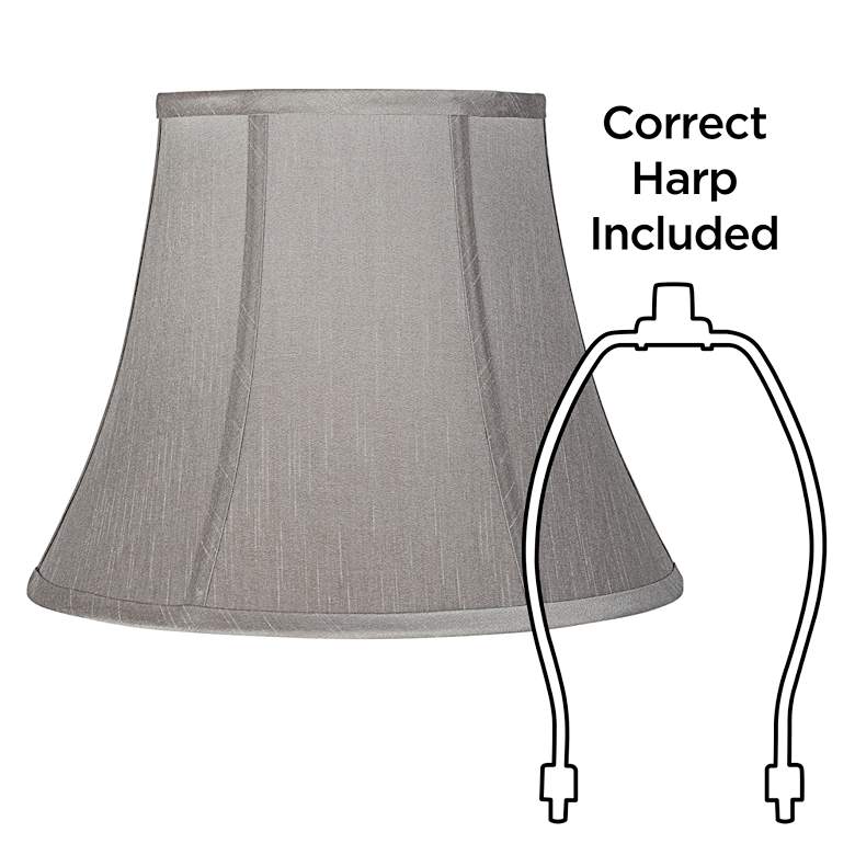 Image 6 Pewter Gray Bell Lamp Shade 8x14x11 (Spider) more views