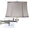 Pewter Gray Drum Chrome Plug-In Swing Arm Wall Lamp