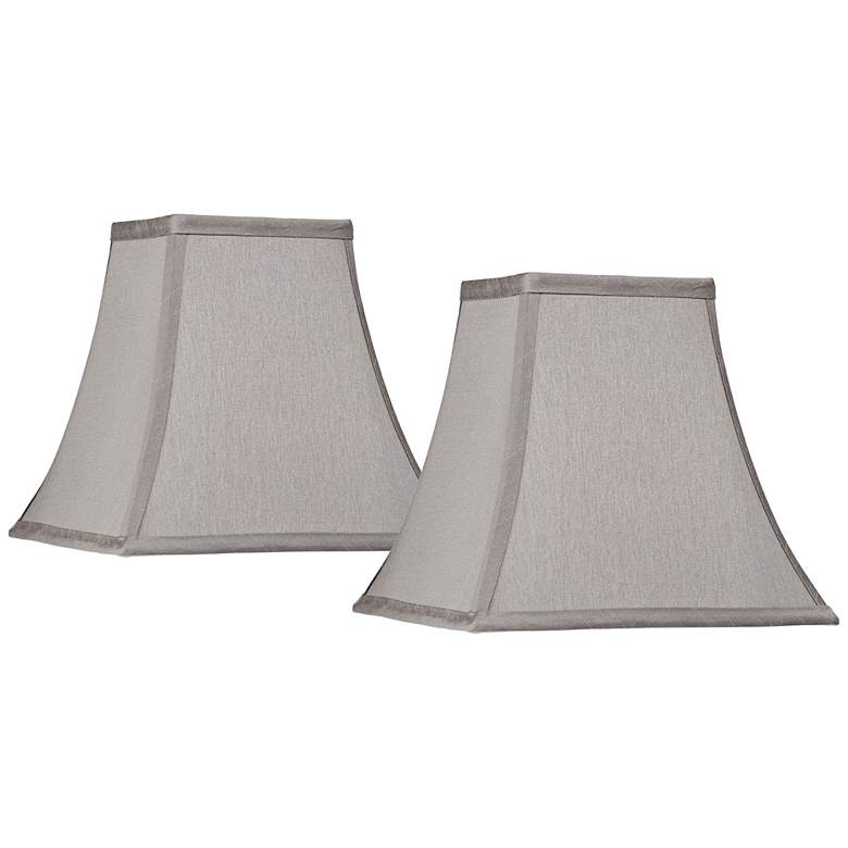 Image 1 Pewter Gray Set of 2 Square Lamp Shades 5.25x10x9.5 (Spider)