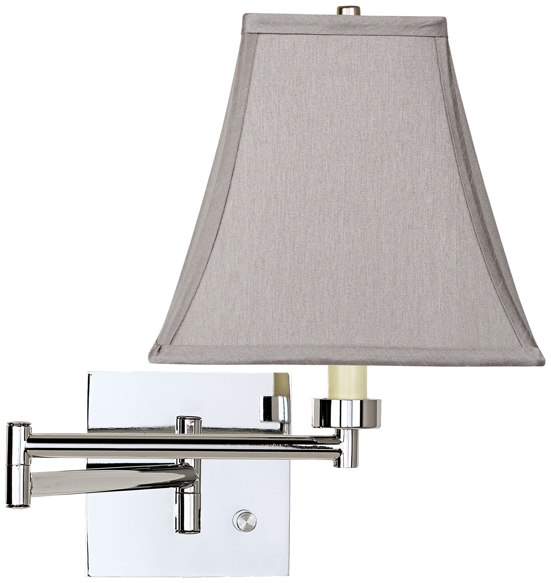 Pewter Gray Square Chrome PlugIn Swing Arm Wall Lamp 17G09 Lamps Plus