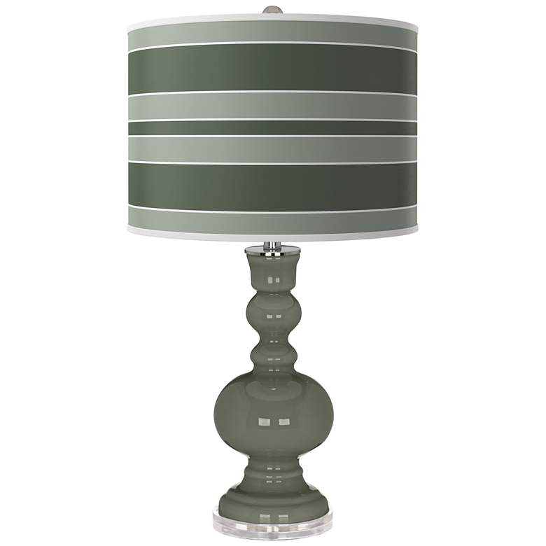 Image 1 Pewter Green Bold Stripe Apothecary Table Lamp