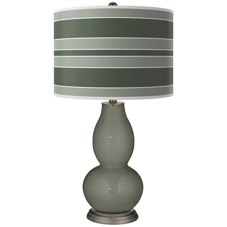 Image 1 Pewter Green Bold Stripe Double Gourd Table Lamp