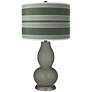 Pewter Green Bold Stripe Double Gourd Table Lamp