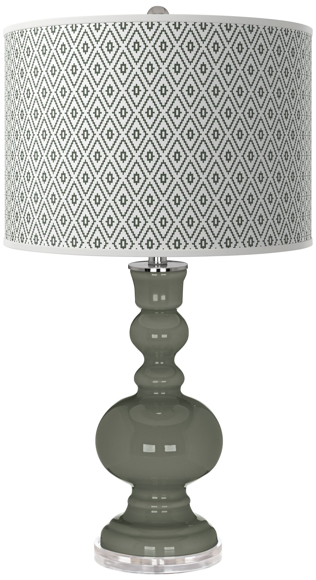 Image Pewter Green Diamonds Apothecary Table Lamp
