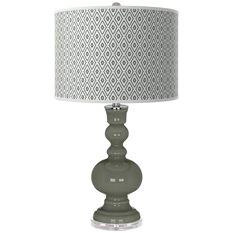 Image 1 Pewter Green Diamonds Apothecary Table Lamp