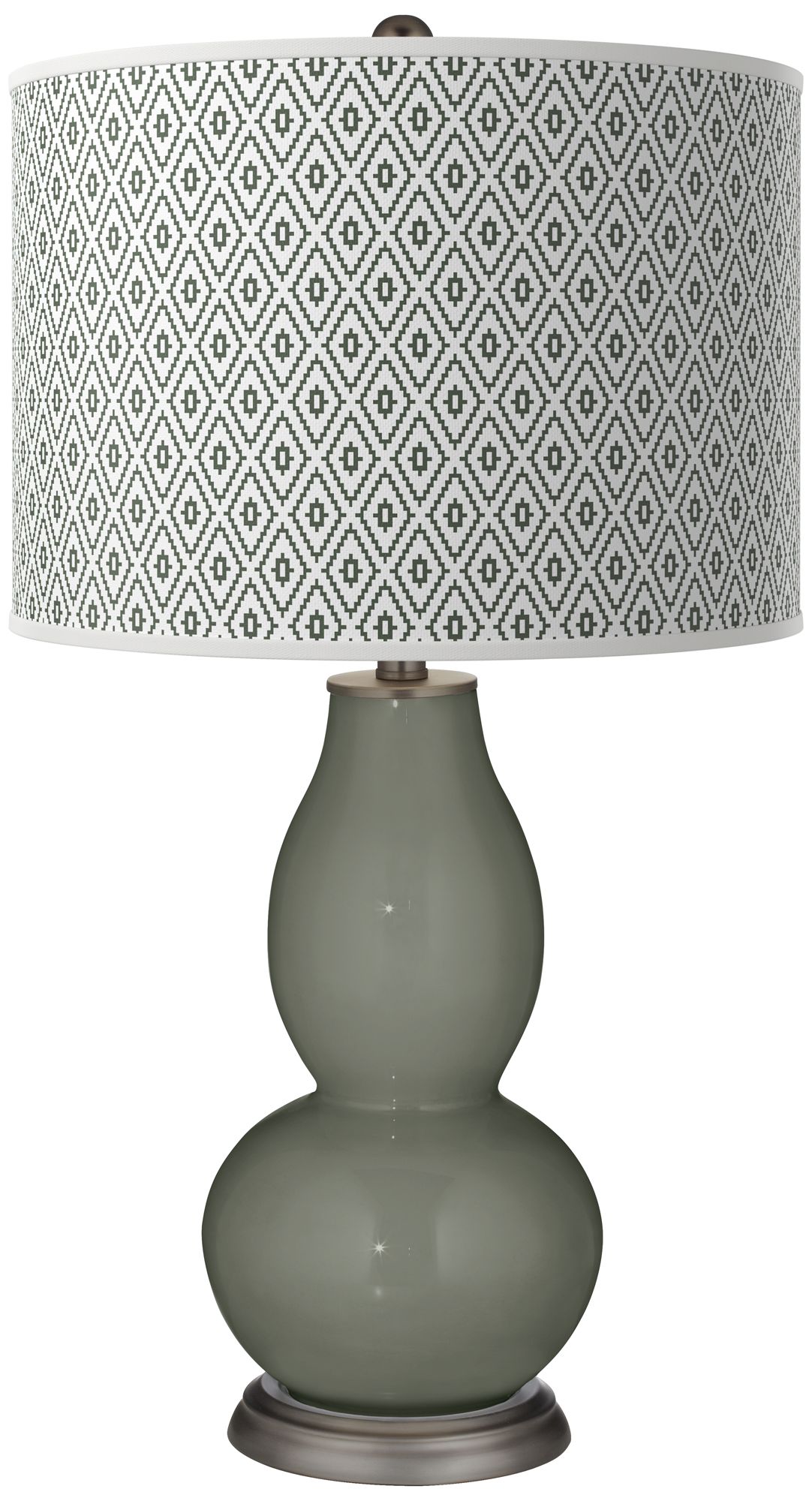 Image Pewter Green Diamonds Double Gourd Table Lamp