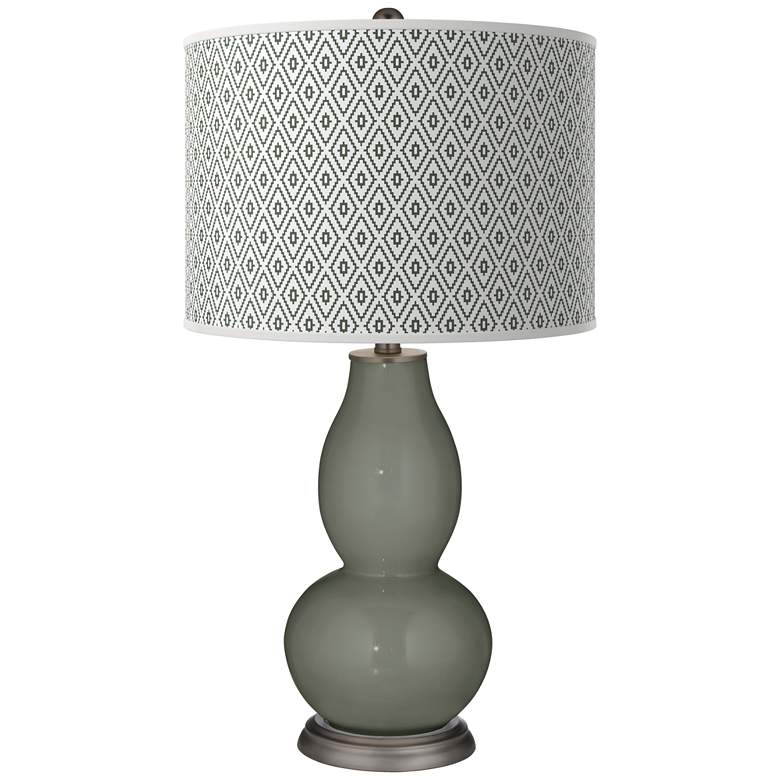 Image 1 Pewter Green Diamonds Double Gourd Table Lamp