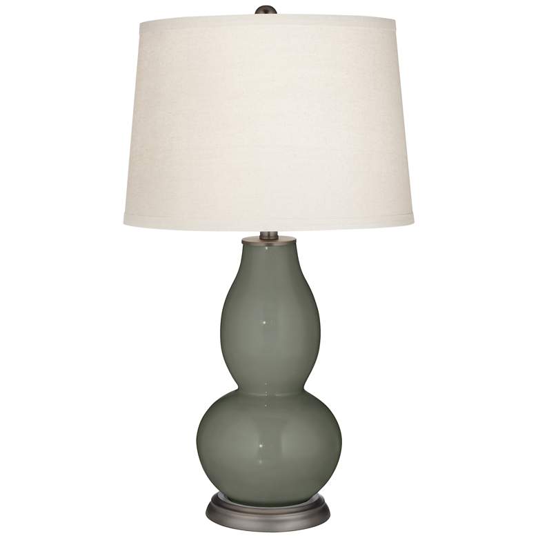 Image 2 Pewter Green Double Gourd Table Lamp with Vine Lace Trim