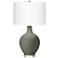 Pewter Green Fog Linen Shade Ovo Table Lamp